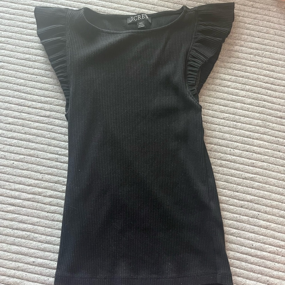 J. Crew Black Flutter Sleeve Blouse